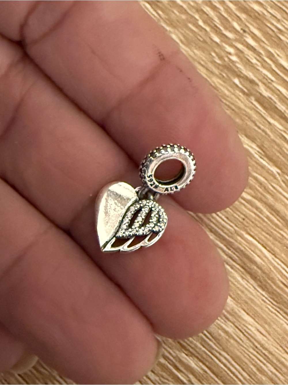 Silver Heart & Wing Dangle Charm - Women's Jewelry